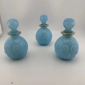 Vintage Bristol Blue Opaline 1970's Perfume Bottle Accents / Avon VTG Stopper - Picture 1 of 19