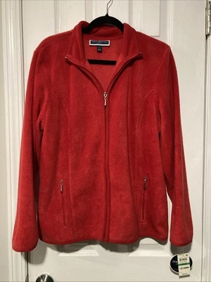 Chaqueta deportiva Karen Scott con cremallera completa cuello falso roja polar bolsillos - grande para mujer Foto 1 de 4