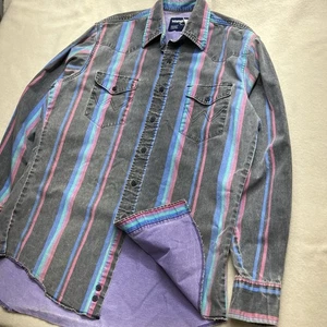 Camisa Vaquera Vintage Wrangler Brushpopper Rosa Pastel - Imagen 1 de 7