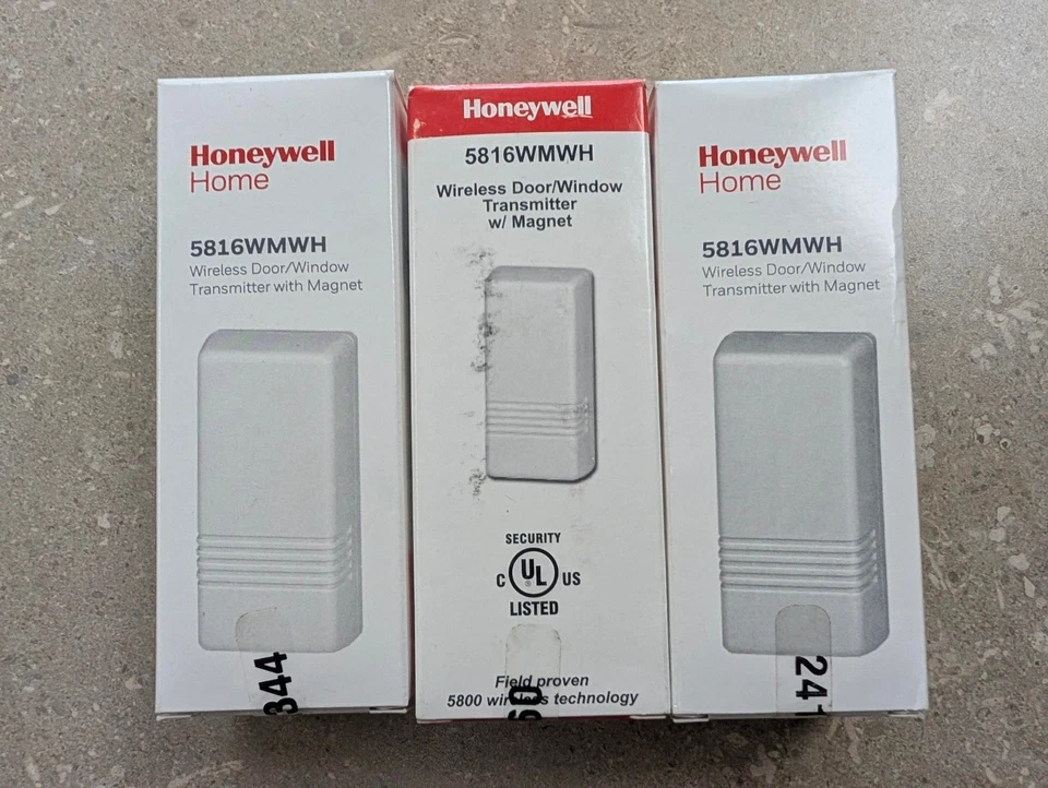 HONEYWELL WIRELESS DOOR/WINDOW TRANSMITTER W/MAGNET 5816WMWH WHITE **LOT 0F 3** - Image 1 of 1