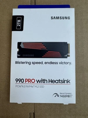 Samsung 990 PRO 2TB PCIe 4.0 NVMe M.2 SSD with Heatsink MZ-V9P2T0GW New Sealed - Image 1 of 4