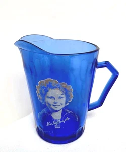 SHIRLEY TEMPLE Creamer or Pitcher Cobalt Blue Glass Excellent Vintage - Picture 1 of 5