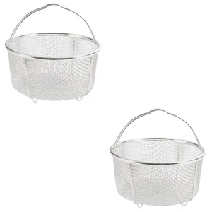 2 Pcs Portable Steam Basket Veggie Steamer Air Fryer Drain Strainer Kitchen - Picture 1 of 12