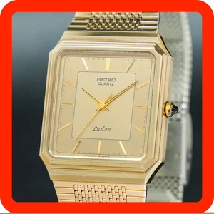Vintage 1982 [N-MINT] SEIKO Dolce 5931-5490 Gold Square Gold Tank Tungsten Men - Picture 1 of 18