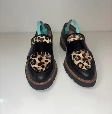 Галогенные женские мокасины размер 7 икры волосы леопард печать профессиональный Y2K инди гот - Изображение 1 из 4