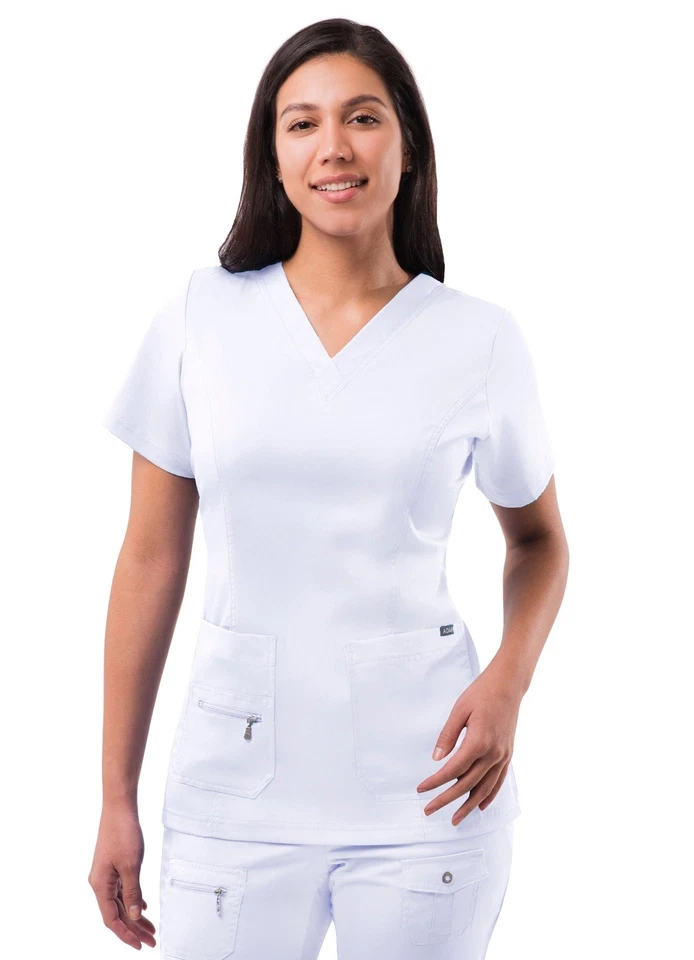 Adar Pro women's Scrub Top Medium White Vneck