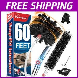 60ft Flexible Rods Dryer Vent Cleaning Kit/2 Brushes - Picture 1 of 11