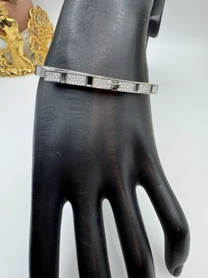 Michael KorsCrystal Heritage Turnlock Bracelet Silver  Tone And Rhinestone - Image 1 of 4