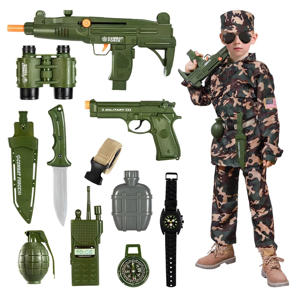 Disfraz del Ejército para Niños, Niños Militar Ejército Fingir Juego Set, Regalos de Halloween M... Foto 1 de 4