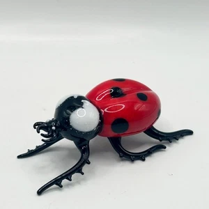 Vintage Hand Crafted Blown Glass Red Polka Dot Lady Bug Art Beetle Bug Sculpture - Picture 1 of 7