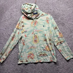 Polo Bear Ralph Lauren Hawaii Aloha All Over Print Lightweight Hoodie LARGE - Bild 1 von 10