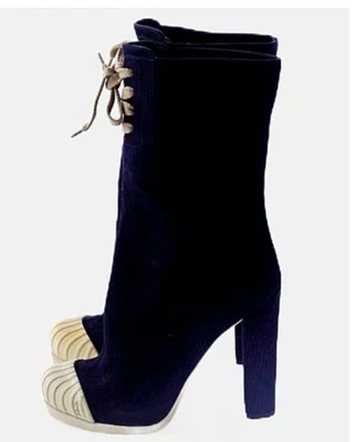 Botas de plataforma de gamuza azul marino FENDI zapatos de media pantorrilla 39 Foto 1 de 4