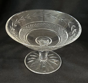 Waterford Glandore Crystal Compote Marked 6” Diameter Laurel & Criss Cross - Picture 1 of 3
