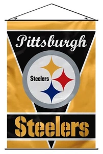 Pittsburgh Steelers NFL 28 x 40 Wall Banner Vertical Flag Hanging Poles Bar Room - Picture 1 of 1