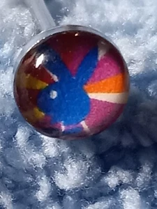 Playboy Bunny rot weiß blau Silhouette Zunge Ring 14 G Piercing US Verkäufer  - Bild 1 von 3