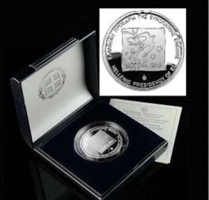 GREECE, 10 EUROS GREEK PRESIDENCY OF EU, PROOF YEAR 2003 - Picture 1 of 2