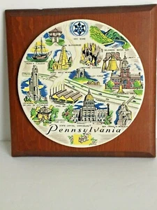 Placa de recuerdo de madera de cerámica montada en la pared de 7 1/4" de sitios históricos de Pensilvania - Imagen 1 de 8