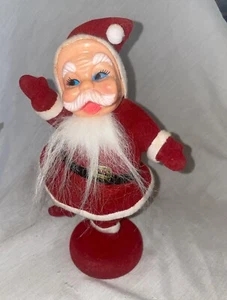 Statuina Babbo Natale danzante floccato 9" vintage decorazione natalizia - Foto 1 di 7