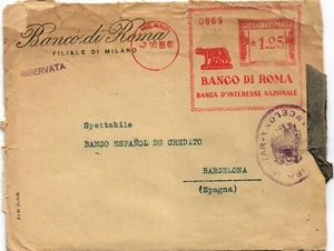 Italy 1939 censored cover from Milano to Barcelona mechanichal franking (965) - Picture 1 of 2