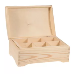 Large Wooden Chest with 6 Slots – Ideal for Decoupage & Storage (30 x 20 cm) - Picture 1 of 4
