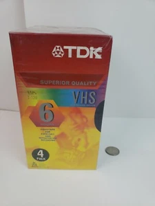NUOVI nastri VHS 6 ore sigillati TDK qualità premium HS T-120 confezione da 4 - Foto 1 di 5
