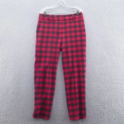 Talbots Womens Wool Blend Hampshire Ankle Pants 6 Red Black Plaid Mid Rise - Image 1 of 4