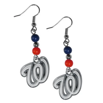 Washington Nationals Dangle Earrings (Fan Bead) MLB Licensed Jewelry - Image 1 of 3