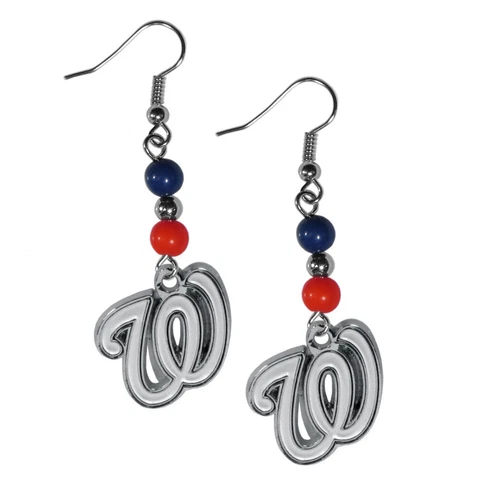 Washington Nationals Dangle Earrings (Fan Bead) MLB Licensed Jewelry Cover