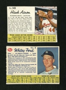 1962 JELL-O #149 HANK AARON CANADIAN POST CEREAL #9 WHITEY FORD ERROR LA DODGERS