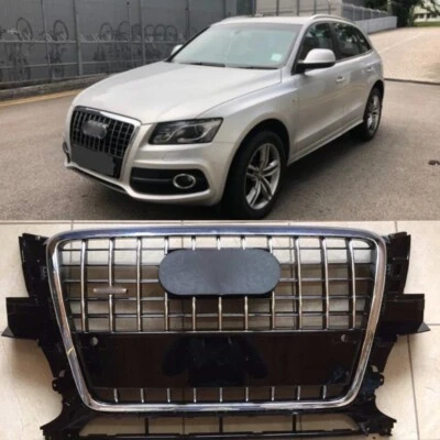Para Audi Q5 8R 08-12 Parrilla Radiador Parrilla Delantera en SQ5 Aspecto Cromo Negro - Imagen 1 de 4