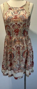 Billabong womens slip dress With Lace Eyelet Trim. Beige Floral Print Size 10 - Picture 1 of 8
