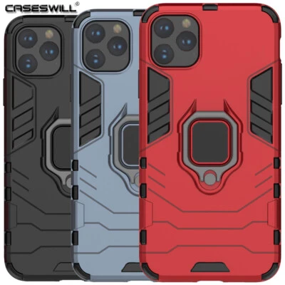 For iPhone 16 15 14 Plus 13 12 11 Pro Max Caes Slim Armor Ring Stand Phone Cover - Image 1 of 4