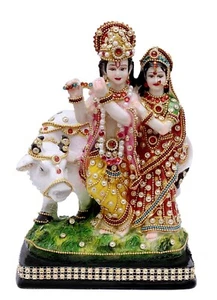 Mehrfarbiges Harz Radha Krishna Idol Murti/Statue für Puja/Wohnkultur USA - Bild 1 von 3