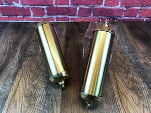 Antique Used GUSTAV BECKER GRANDFATHER CLOCK PAIR WEIGHTS 6.5 & 8 lbs 10.5" Long - Picture 1 of 15