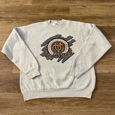 Vtg University Of Tennessee Volunteers College Football Sz XL Gray Sweatshirt Cover