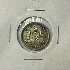 1946 Sixpence Coin - Unusual BroadStrike Misstrike Error - Silver Scarce Collar - Picture 1 of 2