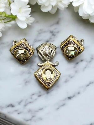 Винтажный качества Omega серый кристалл золото серебро серьги пирсинг подвеска комплект - Изображение 1 из 4