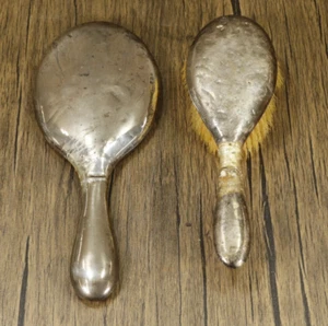 Antique Silver Beauty Set - Hair Brush & Hand Mirror - Birmingham 1912 - Picture 1 of 6