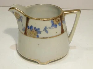 Vintage Nippon Hand Painted Creamer with Floral Design Gold Accented - Picture 1 of 6