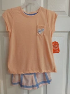 Wonder Nation Girls 2-Piece Pajama Set Apricot Plaid Shirt & Short Size S (6-6X) - Picture 1 of 7