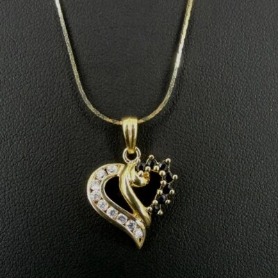 Necklace Gold Vermeil over Sterling Silver Blue Sapphire CZ Pendant Chain - Image 1 of 4