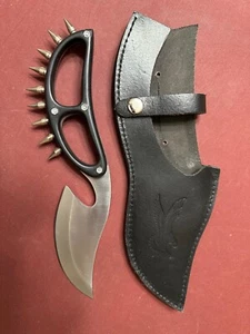 Rare Full Tang Knife 5" Steel Blade With Fully Enclosed 3/4"Spiked Black Handle - Picture 1 of 16