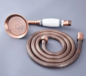 Antiguo rociador de baño con cabezal de ducha de mano de cobre rojo con manguera de 1,5 m ahh124 - Imagen 1 de 8
