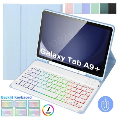 For Samsung Galaxy Tab A9 Plus 11 inch Tablet Backlit keyboard Case Cover Mouse - Image 1 of 4