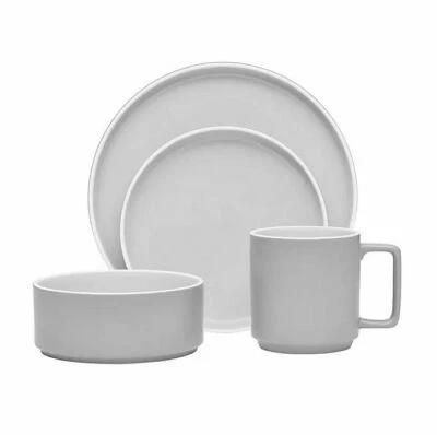 NORITAKE Color Trio Stax Pizarra Redonda Gris 4 Piezas Ajuste de Lugar NUEVO Foto 1 de 2