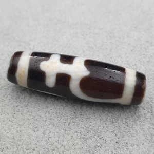 Vintage Tibetische Dzi Perlen 38 mm - Himalaya Schatzvase Muster, spirituelles Dekor - Bild 1 von 19