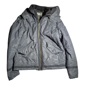 Vtg Y2K Diesel Men's Gray Cotton Hooded Utility Full Zip Puffer Jacket Sz XL - Picture 1 of 7