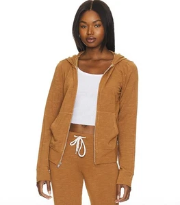 Monrow Zip-up Hoodie in Hazelnut - Size - Small - Picture 1 of 6