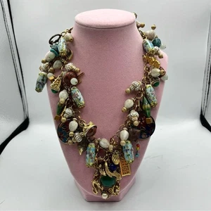 Vintage Drache 60er Handarbeit Chunky Charm Statement Anhänger Halskette - Bild 1 von 16