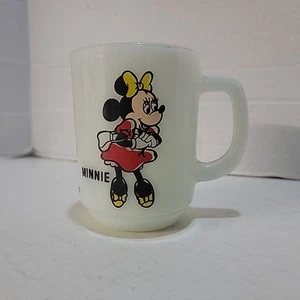 VTG Anchor Hocking Disney Minnie Mouse Peps Brand Milk Glass Coffee Mug - Picture 1 of 5